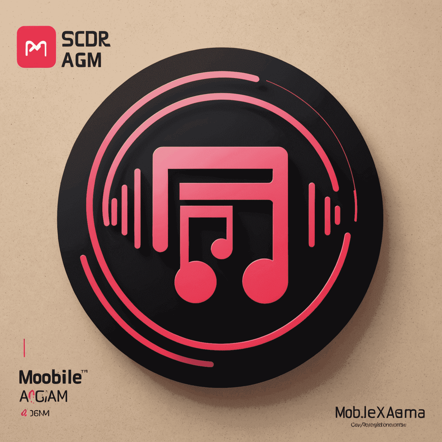 MobilAGM logo - A stylized representation of a music interface with red and pink elements